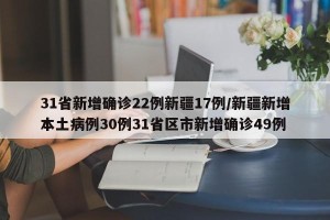 31省新增确诊22例新疆17例/新疆新增本土病例30例31省区市新增确诊49例